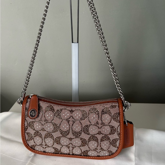 Coach Handbags - Coach Brown and Silver Shoulder Bag